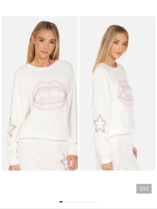 Lauren Moshi Tops - Lauren Moshi Embroidered Lip Anela sweatshirt